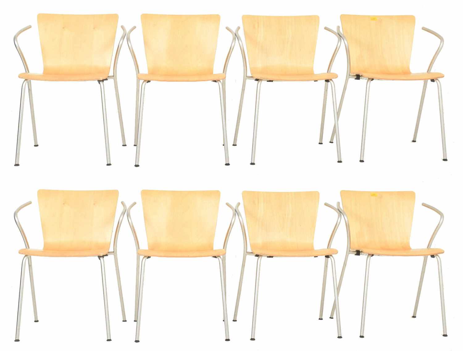 Lot 466 - VICO MAGISTRETTI FOR FRITZ HANSEN - VICO DUO - EIGHT DINING CHAIRS