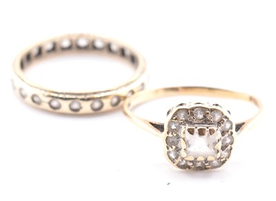 Lot 271 - TWO 9CT GOLD & WHITE STONE RINGS