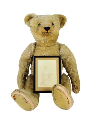 Lot 50 - TEDDY BEAR - LARGE EARLY GERMAN MOHAIR TEDDY BEAR