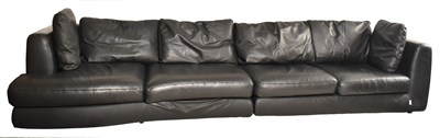 Lot 437 - LIGNE ROSET - A LARGE SEVEN SEATER BLACK LEATHER SOFA