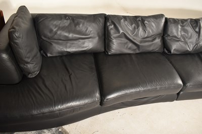 Lot 437 - LIGNE ROSET - A LARGE SEVEN SEATER BLACK LEATHER SOFA