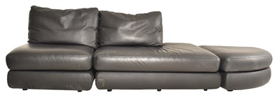 Lot 437 - LIGNE ROSET - A LARGE SEVEN SEATER BLACK LEATHER SOFA