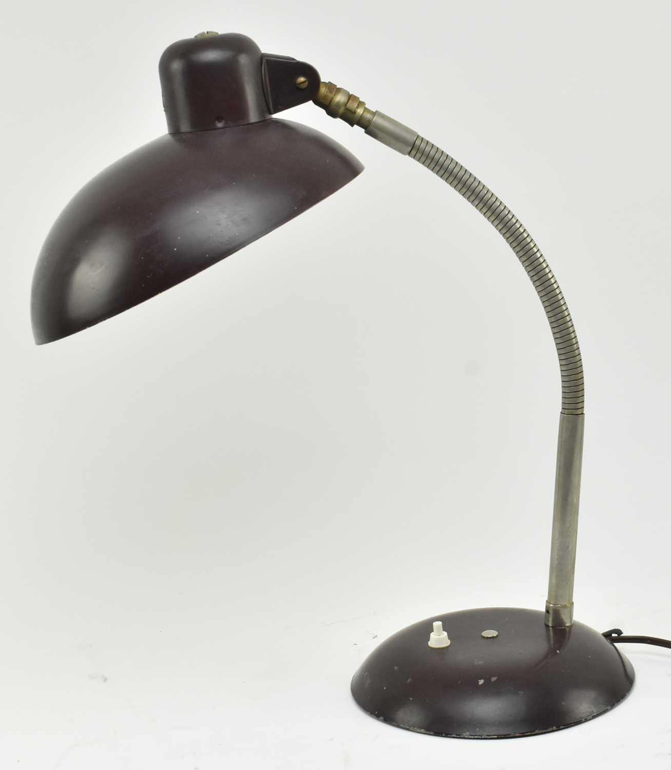 Lot 517 - SIS - 1960S GERMAN BAUHAUS CHROME DESK LAMP IN BURGUNDY