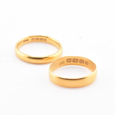 Lot 47 - TWO HALLMARKED 22CT GOLD BAND RINGS