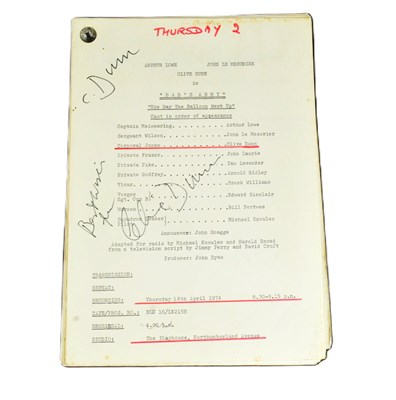 Lot 105 - DAD'S ARMY (BBC SITCOM) - ORIGINAL SCRIPT BELONGING TO CLIVE DUNN