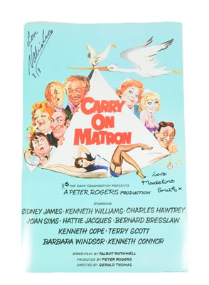 Lot 213 - CARRY ON MATRON (1972) - DUAL AUTOGRAPHED MINI-POSTER