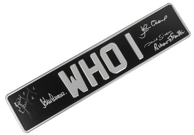 Lot 90 - DOCTOR WHO - THE DAEMONS - SIGNED PROP BESSIE NUMBERPLATE