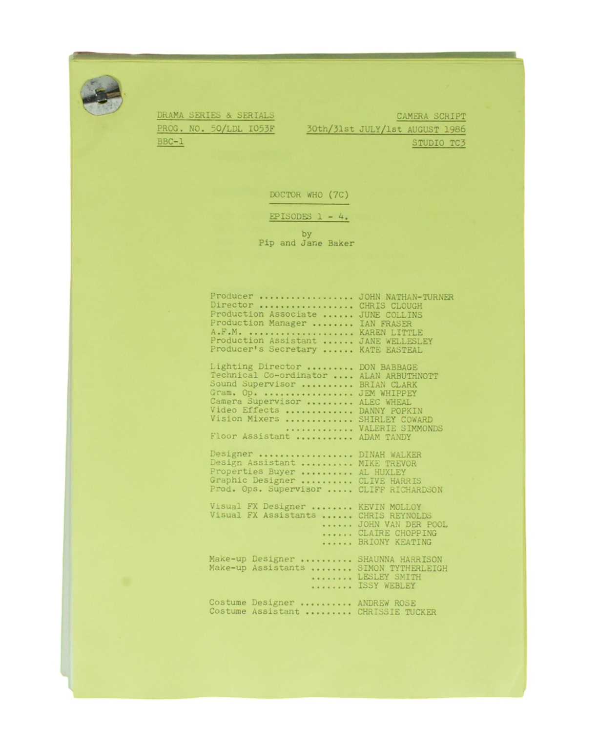 Lot 158 - DOCTOR WHO - TRIAL OF A TIMELORD - ORIGINAL CAMERA SCRIPT