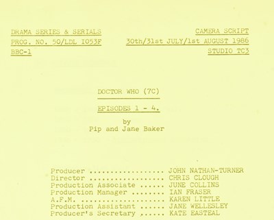 Lot 158 - DOCTOR WHO - TRIAL OF A TIMELORD - ORIGINAL CAMERA SCRIPT