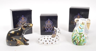 Lot 6 - ROYAL CROWN DERBY - THREE PAPERWEIGHTS INCL. TASMANIAN DEVIL