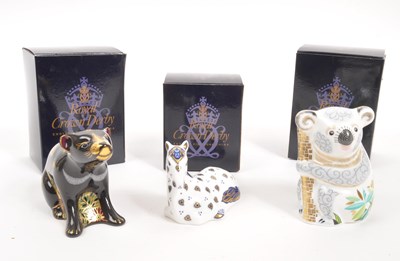 Lot 6 - ROYAL CROWN DERBY - THREE PAPERWEIGHTS INCL. TASMANIAN DEVIL