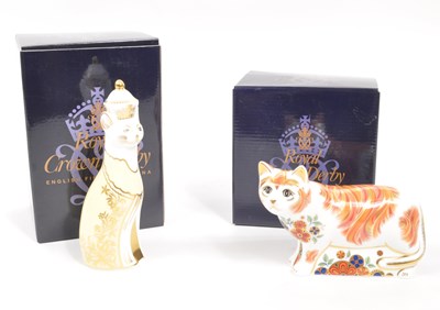 Lot 15 - ROYAL CROWN DERBY - ROYAL CAT GEORGE & SUGAR CAT PAPERWEIGHTS