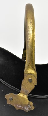 Lot 221 - PRIVATE COLLECTION OF DERREN BROWN - BLACK PAINTED METAL & BRASS COAL SCUTTLE