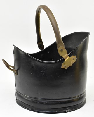 Lot 221 - PRIVATE COLLECTION OF DERREN BROWN - BLACK PAINTED METAL & BRASS COAL SCUTTLE