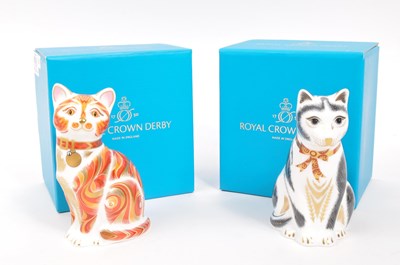 Lot 24 - ROYAL CROWN DERBY - TWO PAPERWEIGHTS INCL. WINSTON CHURCHILL CAT