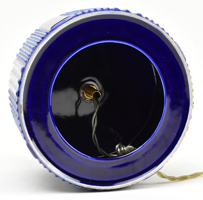 Lot 307 - POOLE POTTERY - HELIX LAMP - VINTAGE MID CENTURY COBALT CERAMIC DESK LAMP