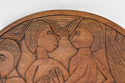 Lot 484 - VINTAGE MID CENTURY TEAK CONVERTED TABLE TOP PANEL OF DIANA & ACTAEON