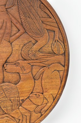 Lot 484 - VINTAGE MID CENTURY TEAK CONVERTED TABLE TOP PANEL OF DIANA & ACTAEON