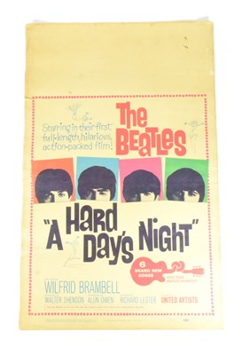 Lot 72 - THE BEATLES - A HARD DAY'S NIGHT - ORIGINAL SHOWCARD POSTER 1964