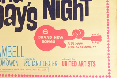 Lot 72 - THE BEATLES - A HARD DAY'S NIGHT - ORIGINAL SHOWCARD POSTER 1964