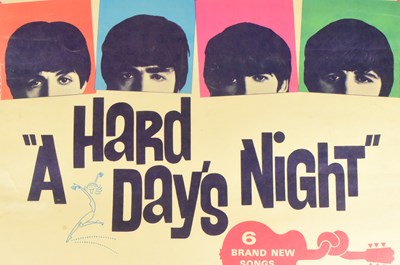 Lot 72 - THE BEATLES - A HARD DAY'S NIGHT - ORIGINAL SHOWCARD POSTER 1964