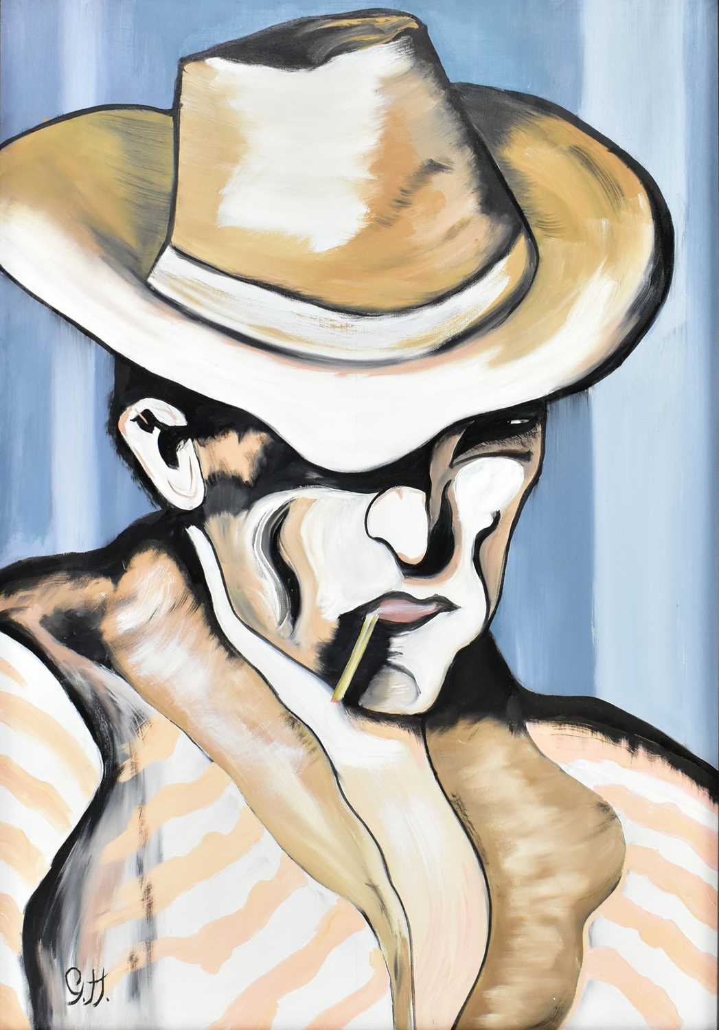 Lot 63 - GERALD HUCKS (B. 1942) - UNTITLED MAN WITH CIGARETTE