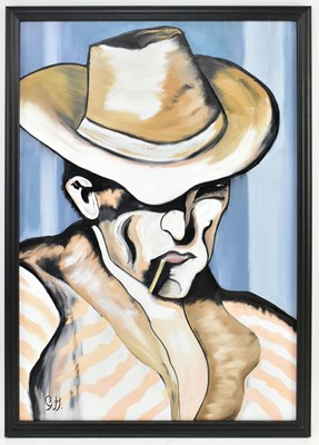 Lot 63 - GERALD HUCKS (B. 1942) - UNTITLED MAN WITH CIGARETTE