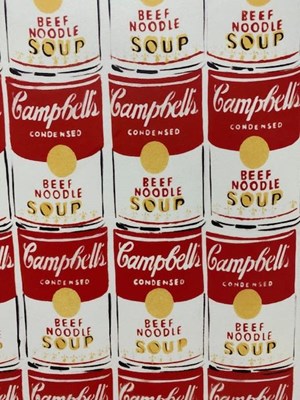 Lot 62 - JOHN LEWIS - CONTEMPORARY POP ART STYLE ANDY WARHOL'S CAMPBELL'S SOUP POSTER