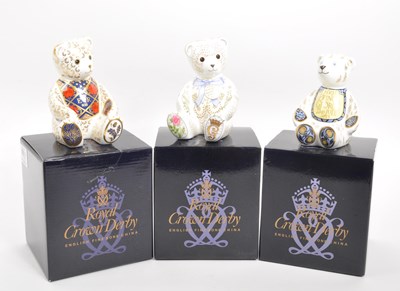 Lot 61 - ROYAL CROWN DERBY - THREE LIMITED EDITION TEDDY BEARS