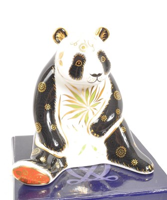 Lot 62 - ROYAL CROWN DERBY - GIANT PANDA & SHORT EARED OWL PAPERWEIGHTS