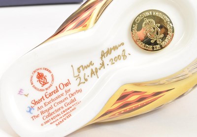 Lot 62 - ROYAL CROWN DERBY - GIANT PANDA & SHORT EARED OWL PAPERWEIGHTS