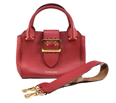 Lot 2 - BURBERRY RED BUCKLE BAG WITH CROSSBODY STRAP