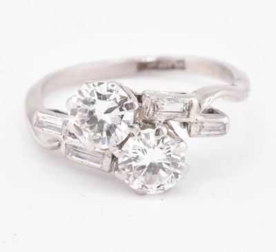 Lot 59 - ART DECO PLATINUM & DIAMOND TOI ET MOI RING