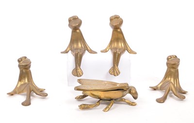 Lot 284 - COLLECTION OF VINTAGE 20TH BRASS FROG ORNAMENTS