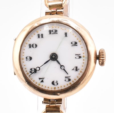 Lot 106 - HALLMARKED 9CT GOLD WRISTWATCH WITH ROLLED GOLD STRAP