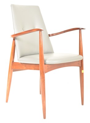 Lot 560 - PETER HAYWARD X VANSON - RETRO 20TH CENTURY LEATHER & TEAK OFFICE ELBOW CHAIR