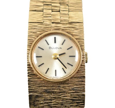 Lot 19 - HALLMARKED 9CT GOLD BULOVA WRISTWATCH