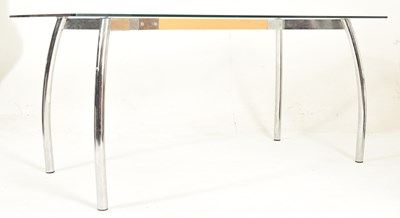 Lot 823 - HIGH END DESIGN CONTEMPORARY CHROME & GLASS DINING TABLE