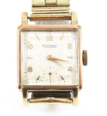 Lot 326 - HALLMARKED 9CT GOLD ROTARY SQUARE FACE WRISTWATCH