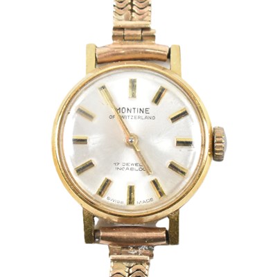 Lot 345 - MONTAINE WRISTWATCH WITH 9CT GOLD BRACELET STRAP AF