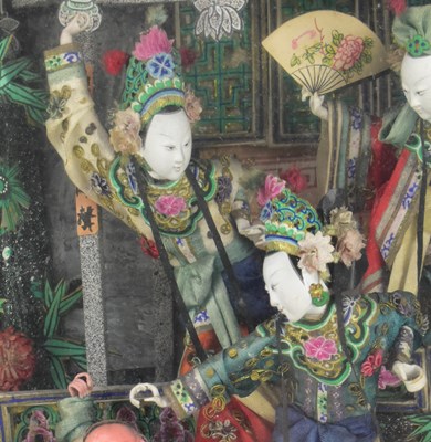 Lot 186 - BEIKING / PEKING OPERA CLAY SCULPTURE DIORAMA 民初 木罩箱京剧泥塑人