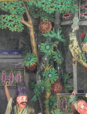 Lot 186 - BEIKING / PEKING OPERA CLAY SCULPTURE DIORAMA 民初 木罩箱京剧泥塑人