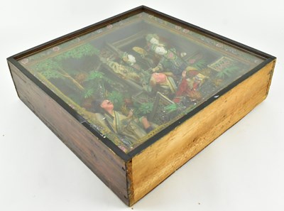 Lot 186 - BEIKING / PEKING OPERA CLAY SCULPTURE DIORAMA 民初 木罩箱京剧泥塑人