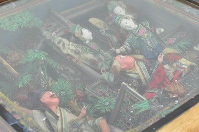 Lot 186 - BEIKING / PEKING OPERA CLAY SCULPTURE DIORAMA 民初 木罩箱京剧泥塑人