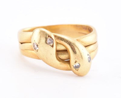 Lot 14 - VICTORIAN HALLMARKED 18CT GOLD & DIAMOND SNAKE RING