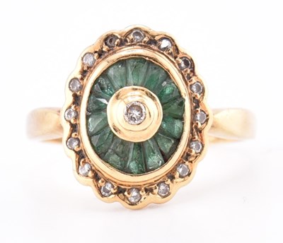 Lot 141 - HALLMARKED 18CT GOLD EMERALD & DIAMOND RING