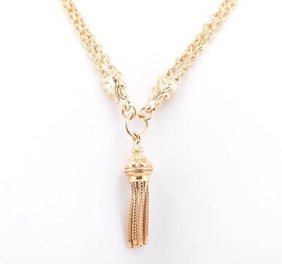 Lot 22 - HALLMARKED 9CT GOLD TASSEL CHAIN NECKLACE