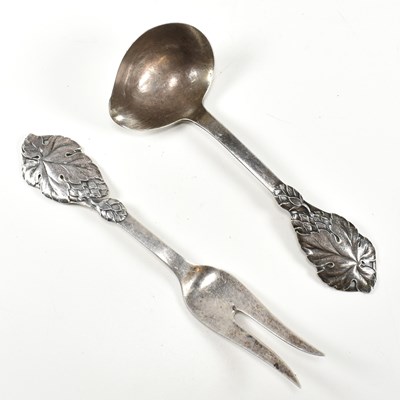 Lot 71 - JOHANNES SIGGAARD DANISH SILVER POURING LADLE & TOASTING FORK