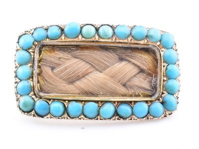 Lot 52A - GOLD & TURQUOISE MOURNING BROOCH PIN