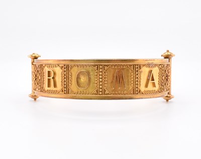 Lot 55 - VICTORIAN GOLD ROMA ETRUSCAN STYLE BANGLE CASED